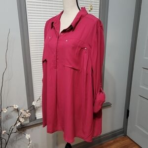 Lane Bryant Georgette Pullover Chest Pocket Blouse